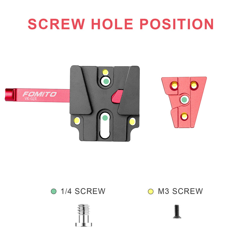 Fomito V Mount Battery Plate V Mount Adapter VK-02 V-Mount V-Lock Base Station Quick Release Plate