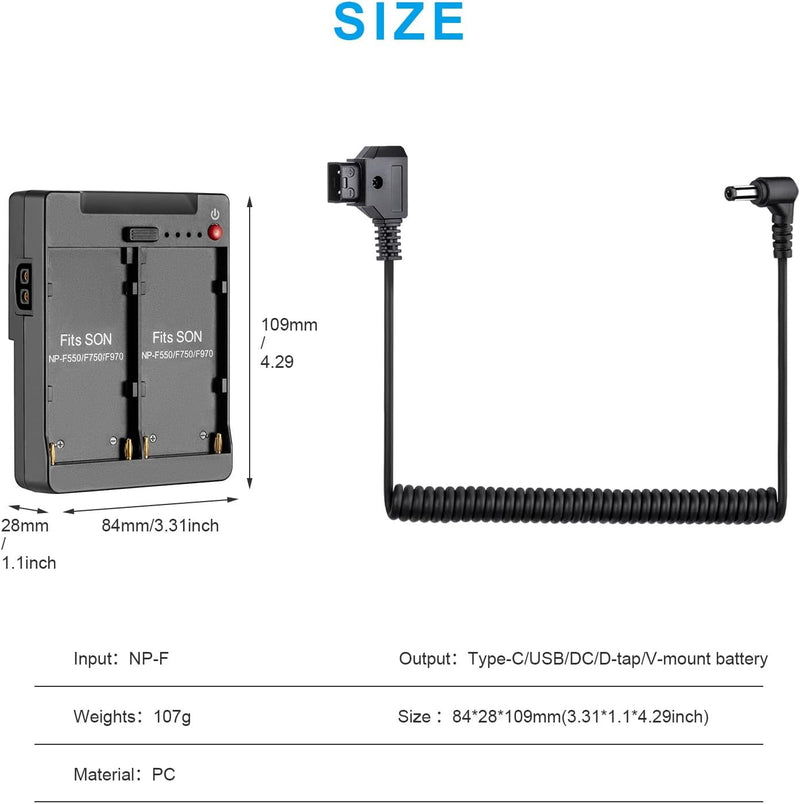 Fomito NP-F to Sony V-Mount Battery Adapter, Applicable to Sony NP-F550 F570 F960 F970 Battery Base Adapter to Replace V-Mount Battery Holder