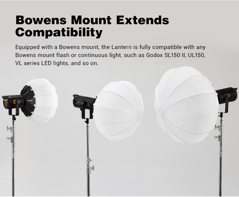 GODOX CS-50D Lantern Softbox 50cm/20inch Omni-Directional Light Modifier Bowens Mount for Godox SL60W SL150 II, UL150, VL150 Light for Video Recording, Live Streaming, and Film Making