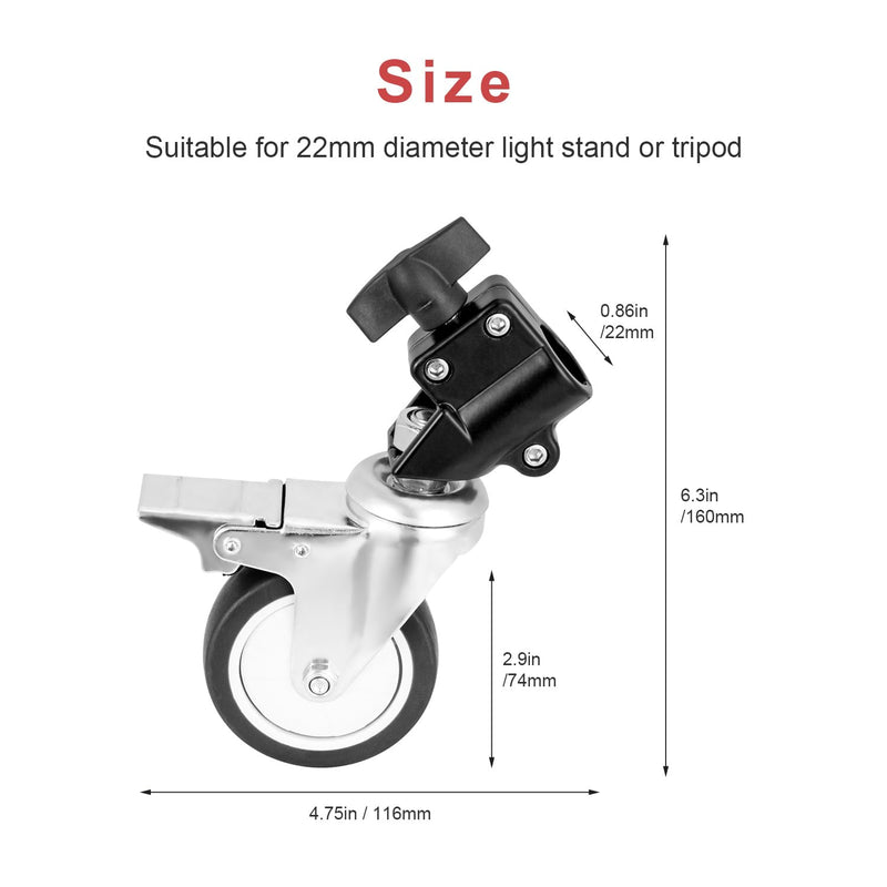 Fomito Stand Wheel Kits Caster Wheels Set of 3 for 2.8m Light Stand