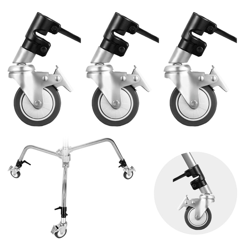 Fomito Stand Wheel Kits Caster Wheels Set of 3 for Heavy Duty Light Stand