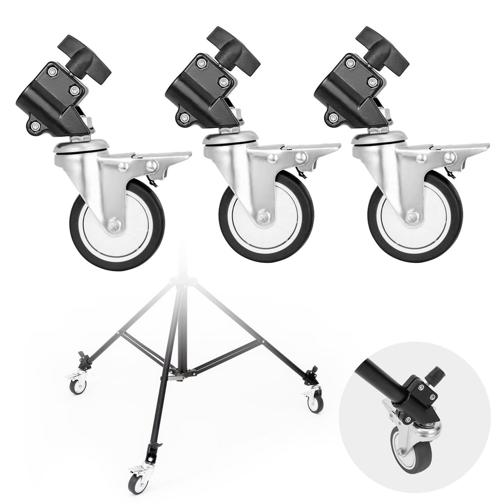 Fomito Stand Wheel Kits Caster Wheels Set of 3 for 2.8m Light Stand