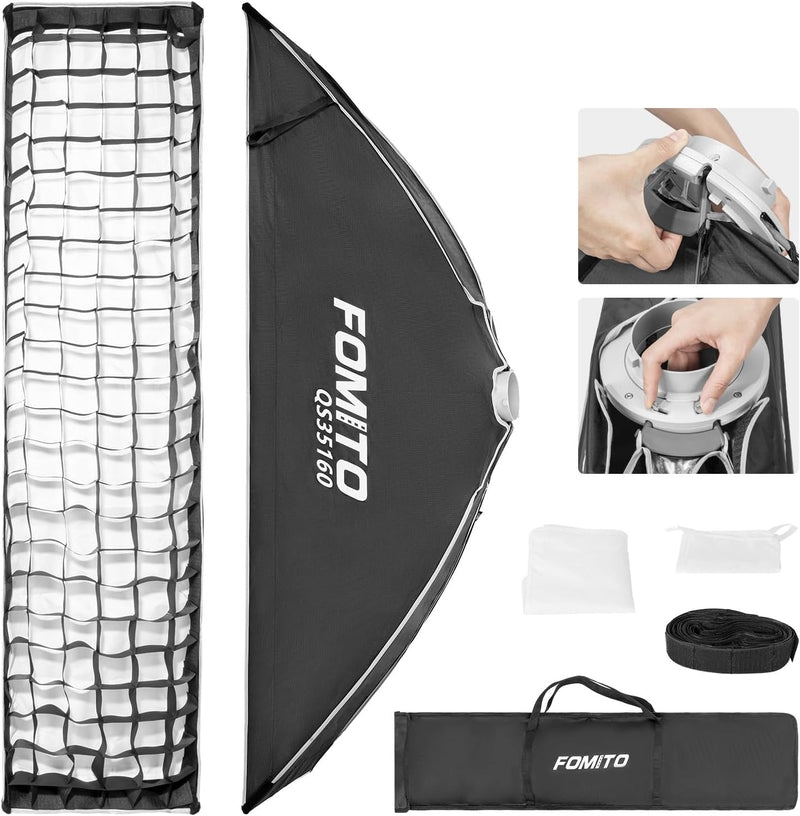 FOMITO 37.4"/95cm Octagonal Softbox, Quick Release Bowens Mount Softbox with Honeycomb Grid, Light Diffusers, Bag for Godox SL-60W SL60IID SL150R SL300R