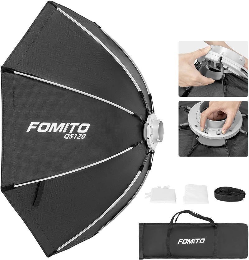 FOMITO 37.4"/95cm Octagonal Softbox, Quick Release Bowens Mount Softbox with Honeycomb Grid, Light Diffusers, Bag for Godox SL-60W SL60IID SL150R SL300R