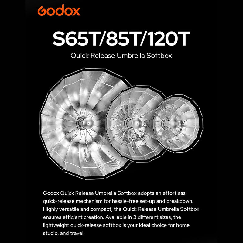 Godox S85T 85cm/33.5in Quick Release Umbrella Softbox Professional Foldable Softbox with Standard Bowen Mount & Diffusers for Photography Studio Photography Portrait Live Stream
