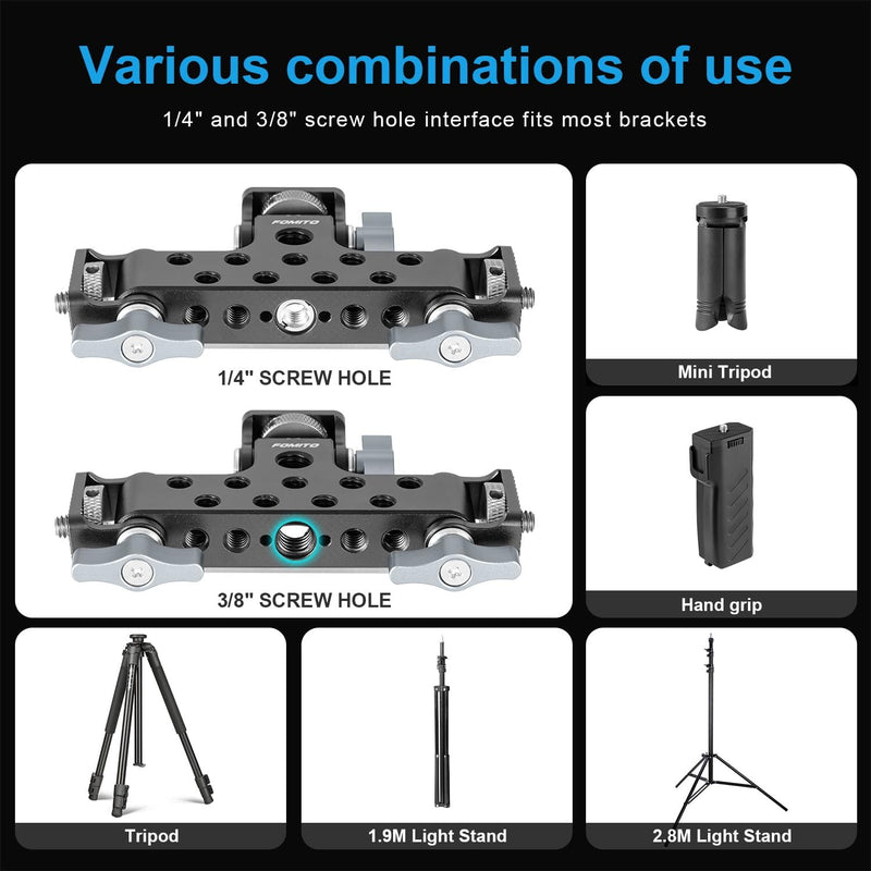 Fomito Z4 Three-Head Multi-Functional Live Stands Camera Monitor Holder Mount Arm Hot Shoe Adapter Swivel and Tilt Adjustable Monitor Mount for Field Monitor, Smartphone, Led Video Light, Microphone