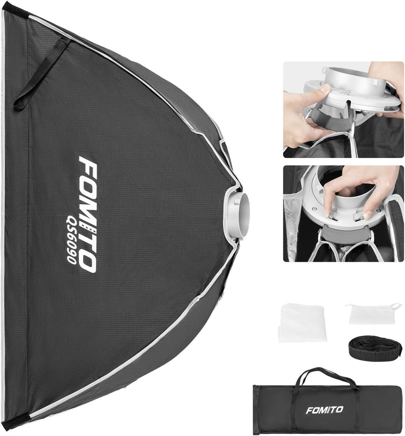 FOMITO 37.4"/95cm Octagonal Softbox, Quick Release Bowens Mount Softbox with Honeycomb Grid, Light Diffusers, Bag for Godox SL-60W SL60IID SL150R SL300R