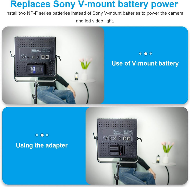 Fomito NP-F to Sony V-Mount Battery Adapter, Applicable to Sony NP-F550 F570 F960 F970 Battery Base Adapter to Replace V-Mount Battery Holder