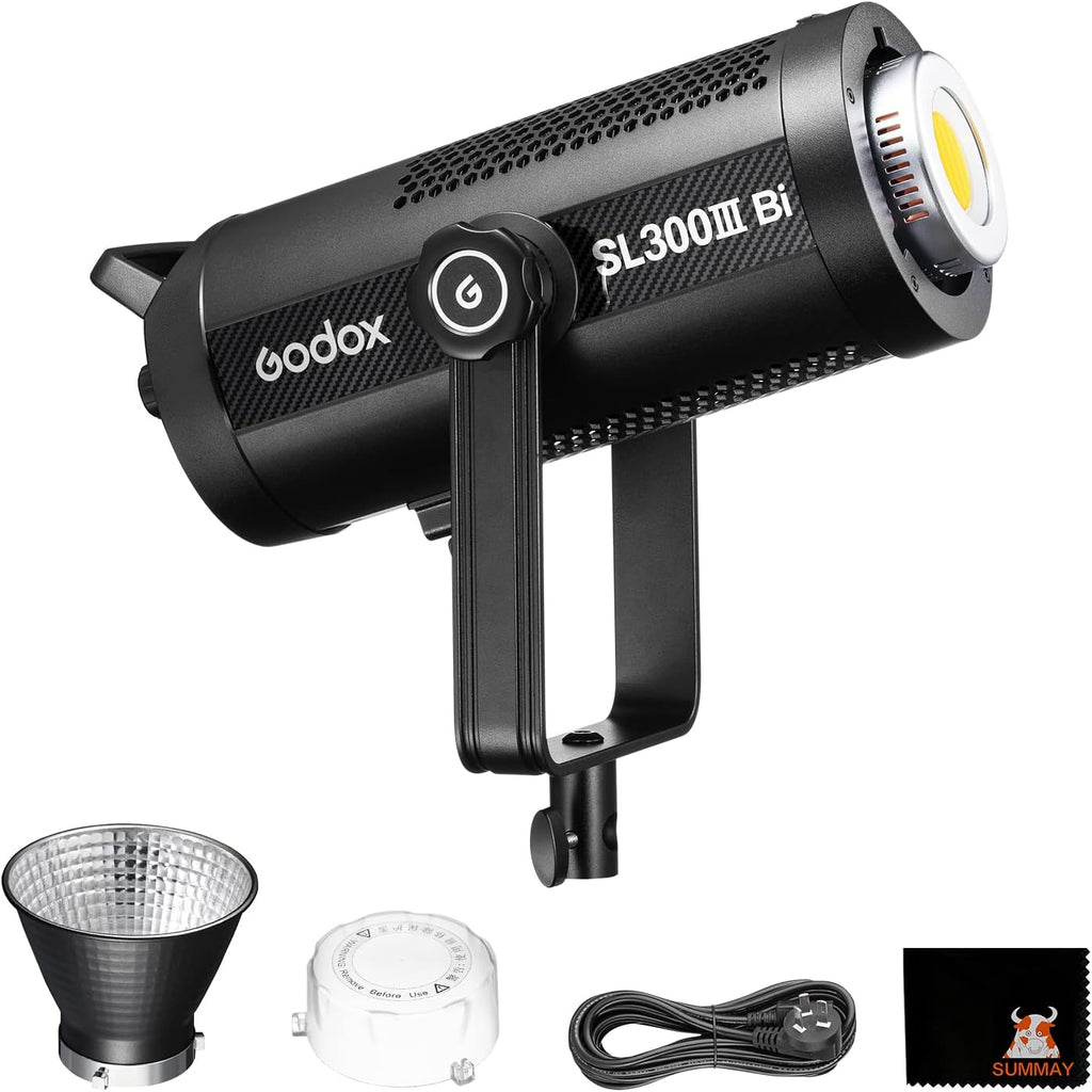 Godox SL300IIIBi 330W LED Continuous Output Lighting, 2800K-6500K Dual Color Temperature, 0%-100% Brightness Adjustment, App Control, Bowens Mount, Suitable for Studio, Still Life, Video Shooting