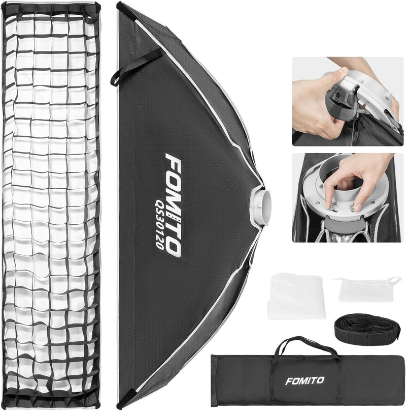 FOMITO 37.4"/95cm Octagonal Softbox, Quick Release Bowens Mount Softbox with Honeycomb Grid, Light Diffusers, Bag for Godox SL-60W SL60IID SL150R SL300R