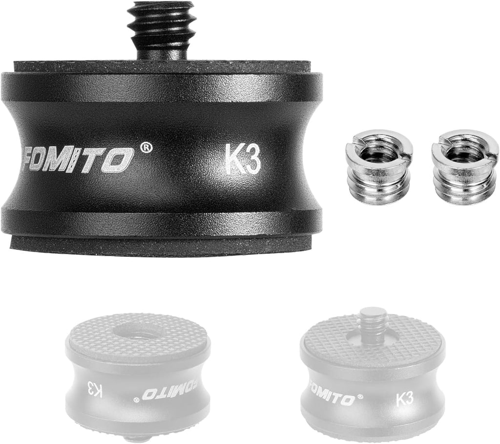 FOMITO 3/8" to 1/4" Camera Tripod Screw Converter Adapter, Thread Camera Tripod Screw Mount Convertor Adapter for Tripod Monopod Ballhead Camera, Made of Aluminum Alloy, Rubber Gasket (1 Pack)