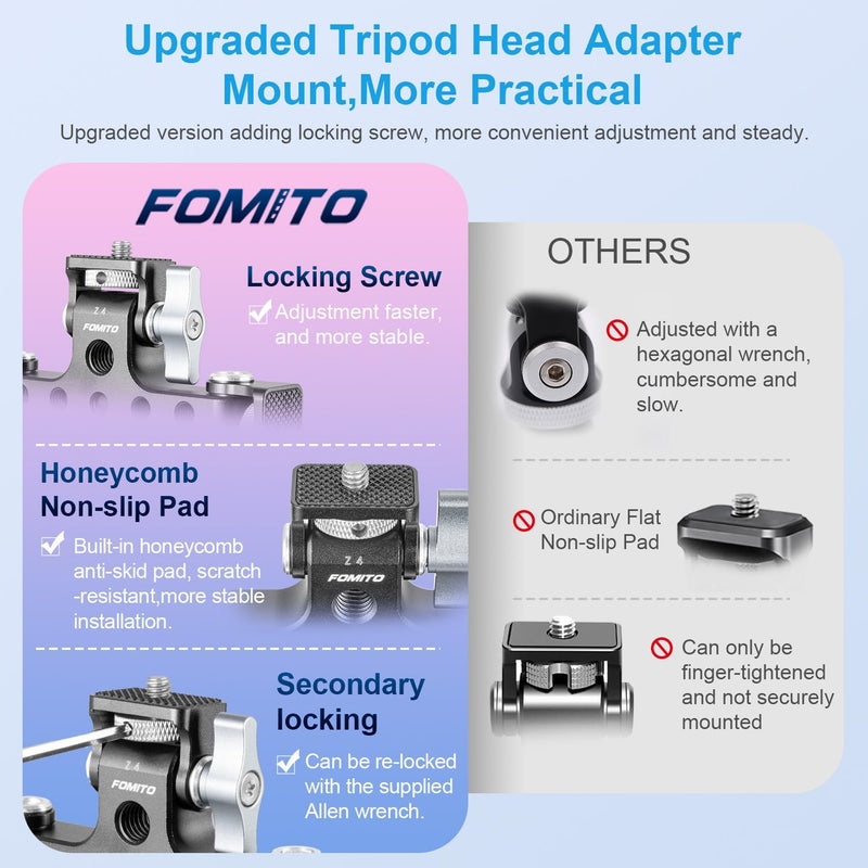 Fomito Z4 Three-Head Multi-Functional Live Stands Camera Monitor Holder Mount Arm Hot Shoe Adapter Swivel and Tilt Adjustable Monitor Mount for Field Monitor, Smartphone, Led Video Light, Microphone