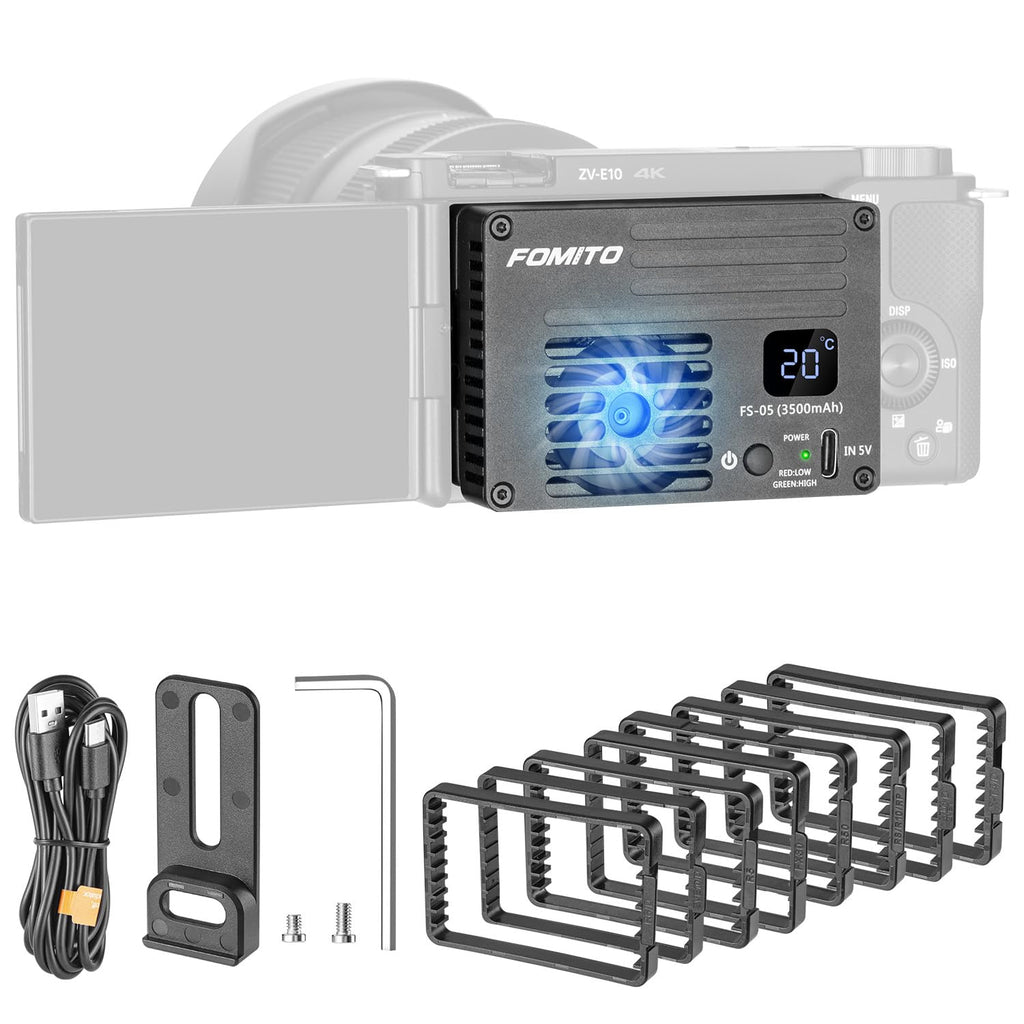 FOMITO Camera Video Dual Cooling Fans Built-in Battery FS-04