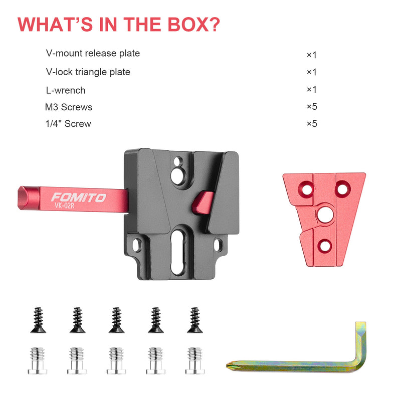 Fomito V Mount Battery Plate V Mount Adapter VK-02 V-Mount V-Lock Base Station Quick Release Plate