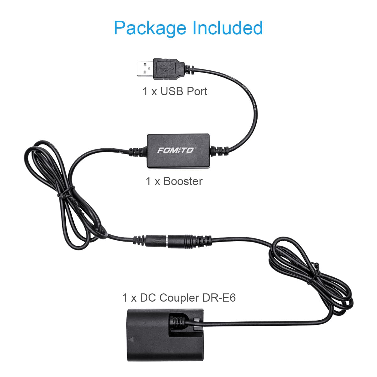 2 x DC2.5 to USB Power Cable for DSLR Rig Boost Voltage, Power