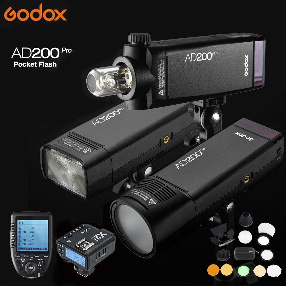 Godox AD200Pro TTL Pocket Flash with H200 Speedlight Flash Head at