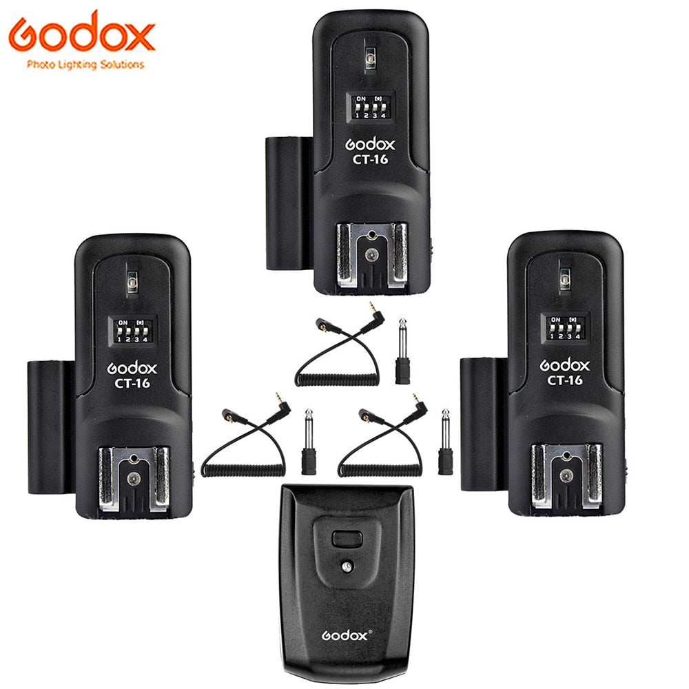 Godox CT-16 Transmitter + Receiver Kit 16 Channels Wireless Studio Strobe Flash Trigger for Camera Canon Nikon Olympus Pentax